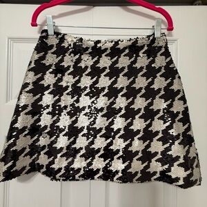 Tuckernuck Black & White Sequin Houndstooth Mini Skirt